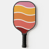 Retro golvende zonsondergang met naam pickleball paddle (Achterkant)