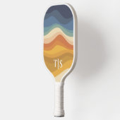 Retro Golvende Zonsondergang Monogram Eerste Lette Pickleball Paddle (Links)