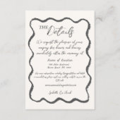 Retro Golvende Zwart Wit Handgeschreven Trouwdetai Informatiekaartje (Voorkant)