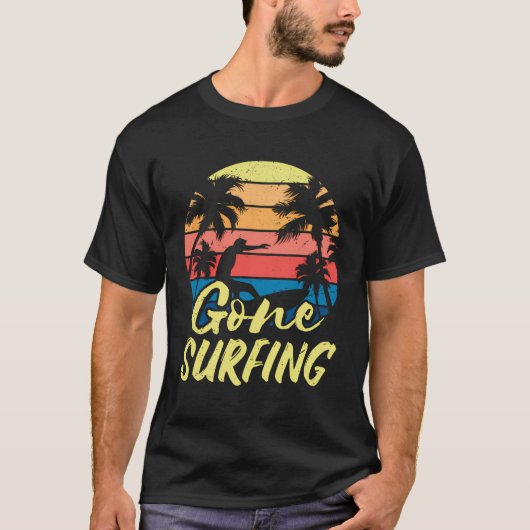 Retro Gone Surfen Watersport Surfboard Surfer T-shirt (Voorkant)