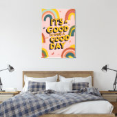 Retro "Good Day" Motivational Quote Rainbow Print (Insitu (Slaapkamer))