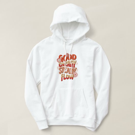 Retro Good Energy Steady Flow Witte Hoodie (Design voorkant)