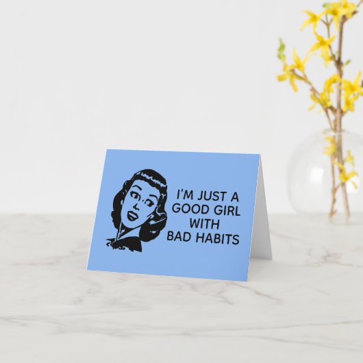 Retro Good Girl Kaart (Gele Bloem)