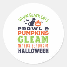 Retro Good Luck Halloween Quote en Poem Ronde Sticker