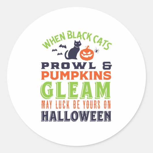 Retro Good Luck Halloween Quote en Poem Ronde Sticker (Voorkant)