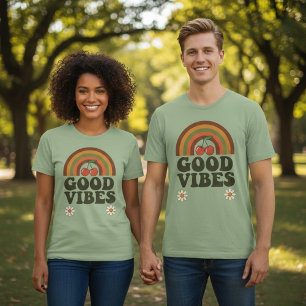 Retro Good Vibes Kersenbloem Tri-blend T-shirt