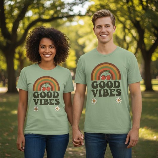 Retro Good Vibes Kersenbloem Tri-blend T-shirt
