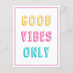 Retro Good Vibes Only Colorful Typografie Briefkaart