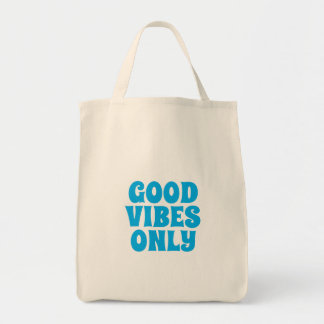 Retro Good Vibes Only Tote Bag Aesthetisch Blauw 