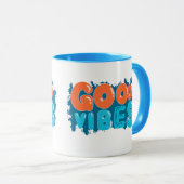 Retro Good Vibes Only Typografie Koffiemok Mok (Voorkant rechts)
