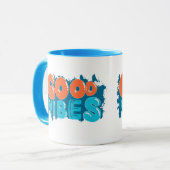 Retro Good Vibes Only Typografie Koffiemok Mok (Voorkant links)