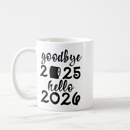Retro Goodbye 2025 Hello 2026 Happy New Year Party Koffiemok (Links)