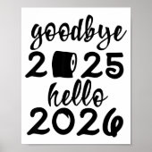 Retro Goodbye 2025 Hello 2026 Happy New Year Party Poster (Voorkant)