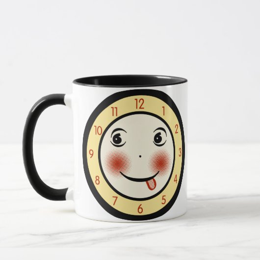 Retro Goofy Clock Face Mok (Links)