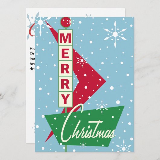 Retro Googie Sign Kaart (Voorkant / Achterkant)