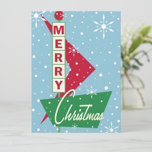 Retro Googie Sign Kaart (Staand voorkant)