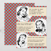 Retro Gossip Gals Bridal Shower Invitations Kaart (Voorkant / Achterkant)