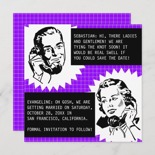 Retro Gossip-paar sparen de kaarten van de Datum (Voorkant / Achterkant)