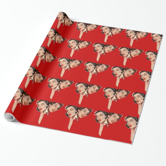 Retro Gossiping Women Cadeaupapier (Uitgerold)