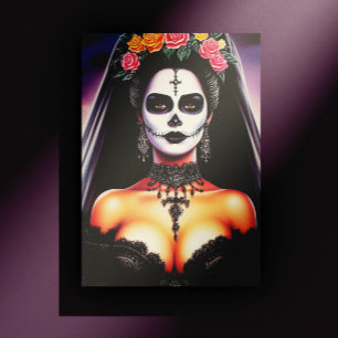 Retro Goth Hispanic Pin-up Briefkaart