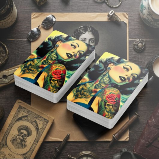 Retro Goth Pin-up Pokerkaarten