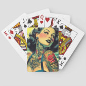 Retro Goth Pin-up Pokerkaarten (Achterkant)