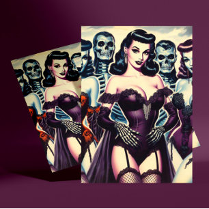 Retro Gothic Corset Pin-ups Briefkaart