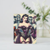 Retro Gothic Corset Pin-ups Briefkaart (Staand voorkant)