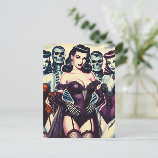 Retro Gothic Corset Pin-ups Briefkaart (Staand voorkant)