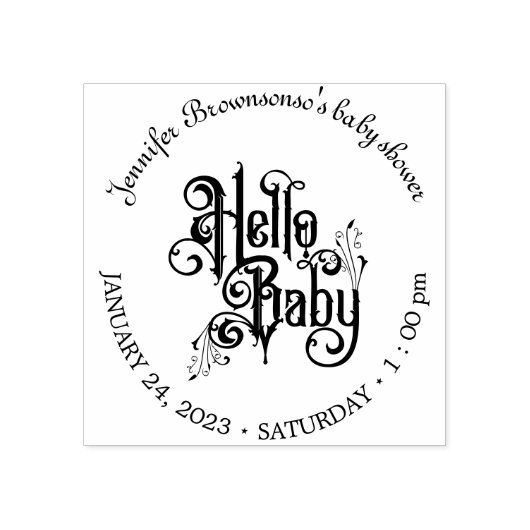 Retro Gothic Dark Hello Baby Shower Rubberstempel (Afrduk)