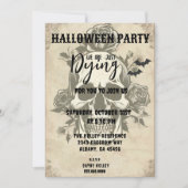 Retro  Gothic Dode Schedel Roos Halloween Party Kaart (Voorkant)