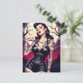 Retro Gothic Girl Briefkaart (Staand voorkant)