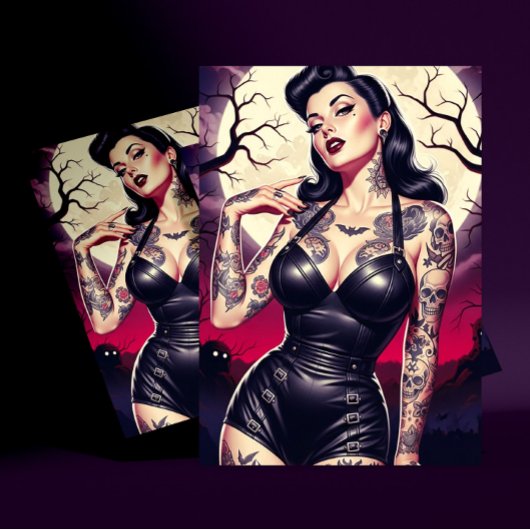 Retro Gothic Girl Briefkaart