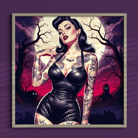 Retro Gothic Girl Poster