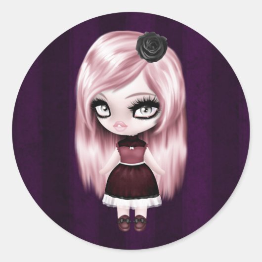 Retro Gothic Gothic Doll Ronde Sticker (Voorkant)