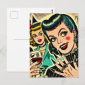 Retro Gothic Halloween Meisjes Strips Briefkaart (Voorkant / Achterkant)