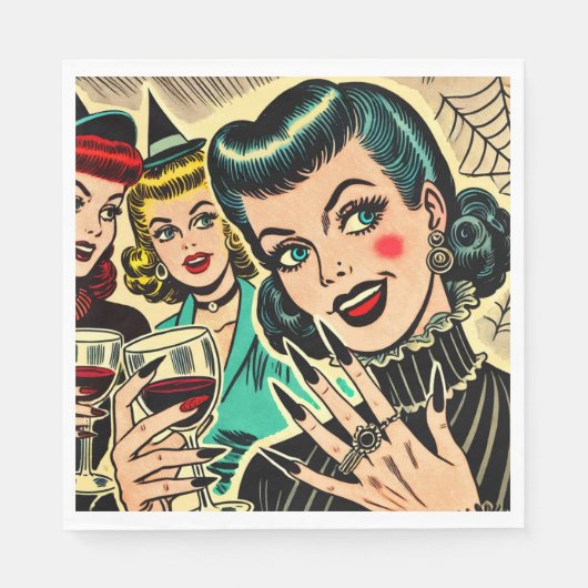Retro Gothic Halloween Meisjes Strips Servet (Voorkant)