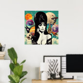 Retro Gothic Meisje Poster (Thuiskantoor)