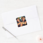 Retro Gothic Meisjes Pin-up Vierkante Sticker (Envelop)