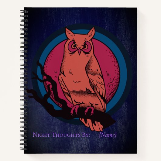 Retro Gothic Night Owl Moon Spiral Notebook Notitieboek (Voorkant)