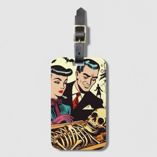 Retro Gothic paar strips Bagagelabel (Voorkant (verticaal))