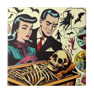 Retro Gothic paar strips Tegeltje