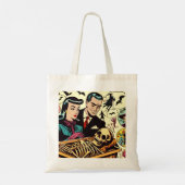 Retro Gothic paar strips Tote Bag (Achterkant)