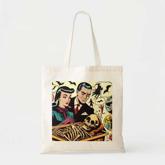Retro Gothic paar strips Tote Bag (Voorkant)