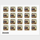 Retro Gothic paar strips Vierkante Sticker (Vel)