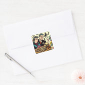 Retro Gothic paar strips Vierkante Sticker (Envelop)