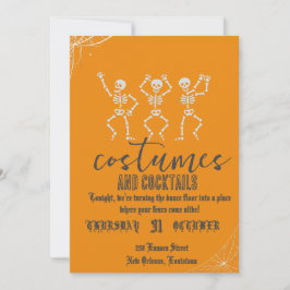Retro Gothic Skull Dance Halloween Party Kaart