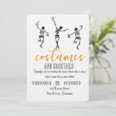 Retro Gothic Skull Dance Halloween Party Kaart (Staand voorkant)