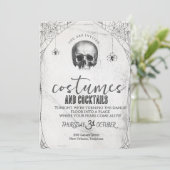 Retro Gothic Skull Dance Halloween Party Kaart (Staand voorkant)