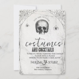 Retro Gothic Skull Dance Halloween Party Kaart